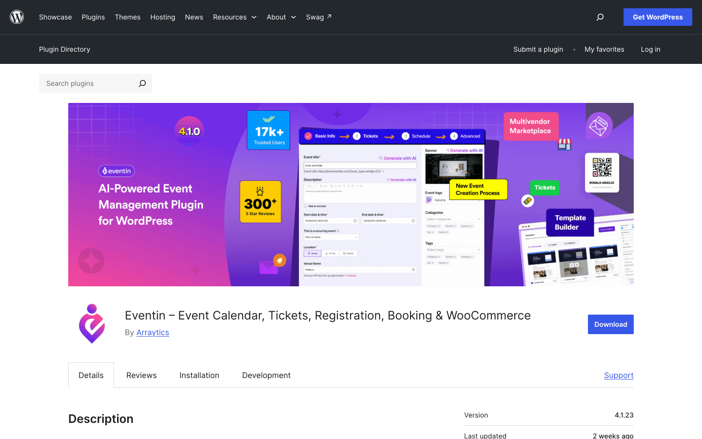 The Eventin website