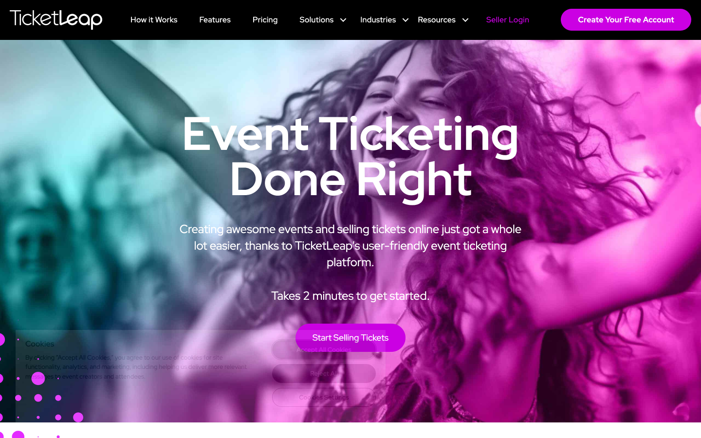 The TicketLeap website