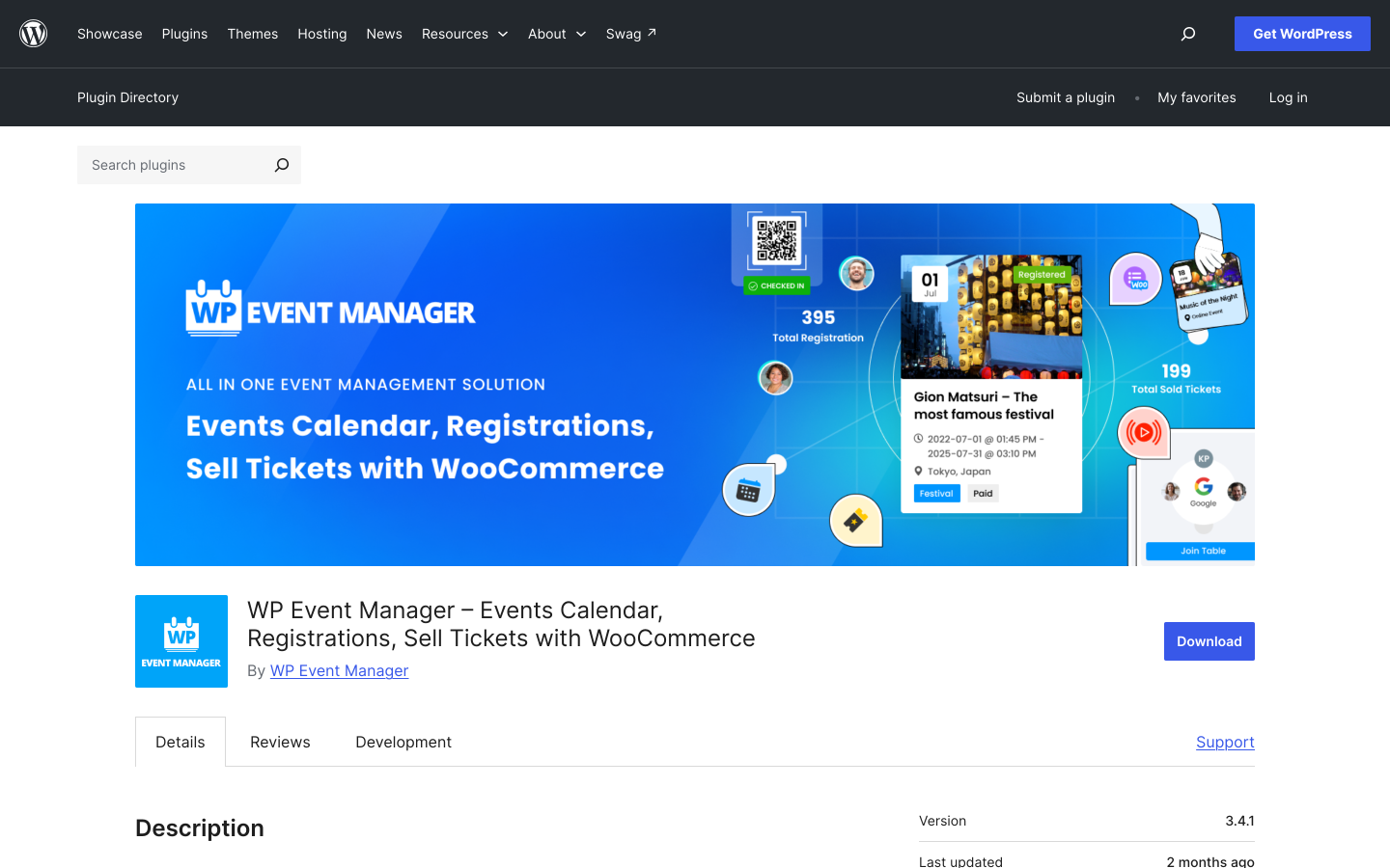 The WP Event Manager website