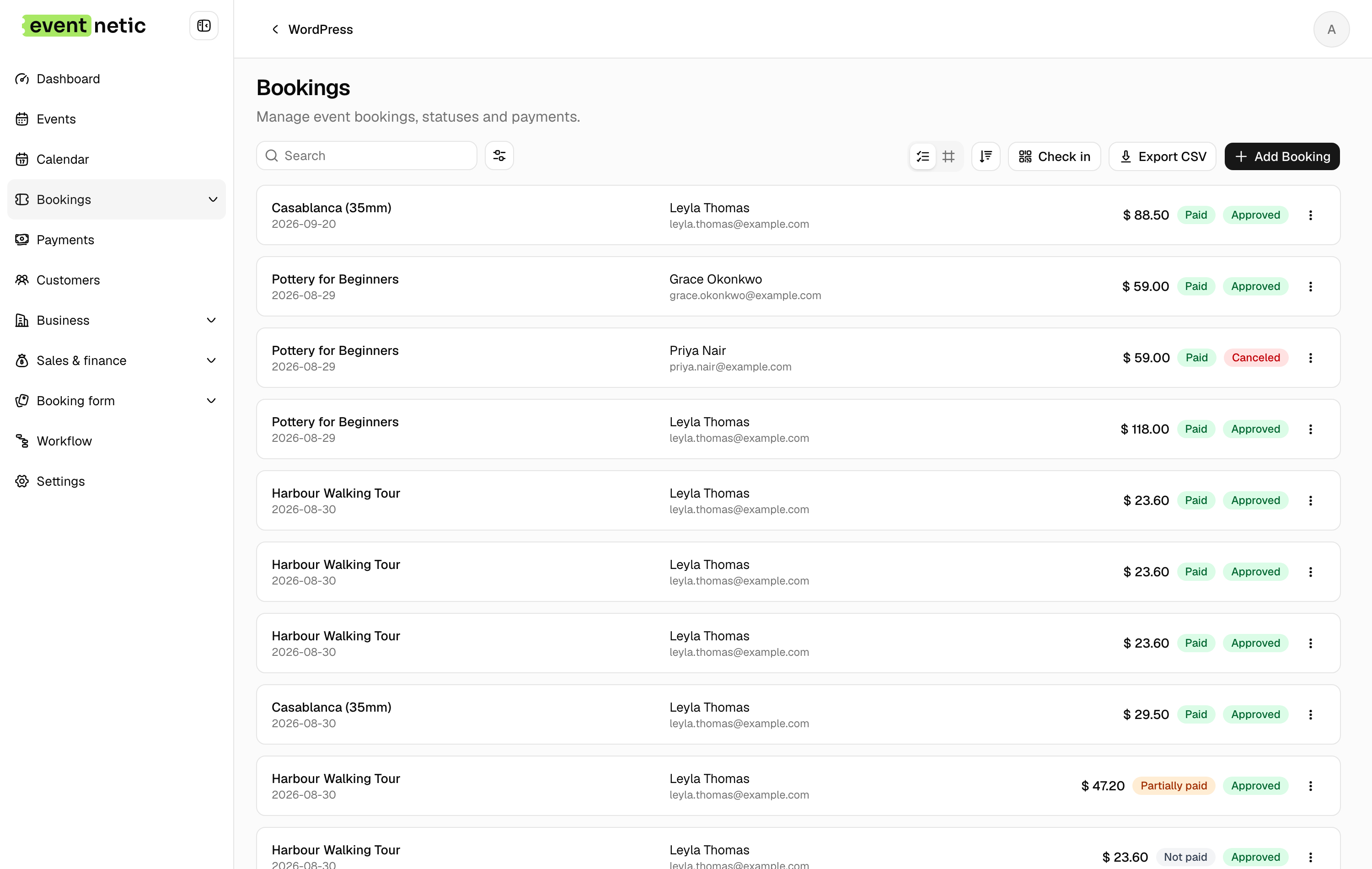 Remembered filters in the Eventnetic admin