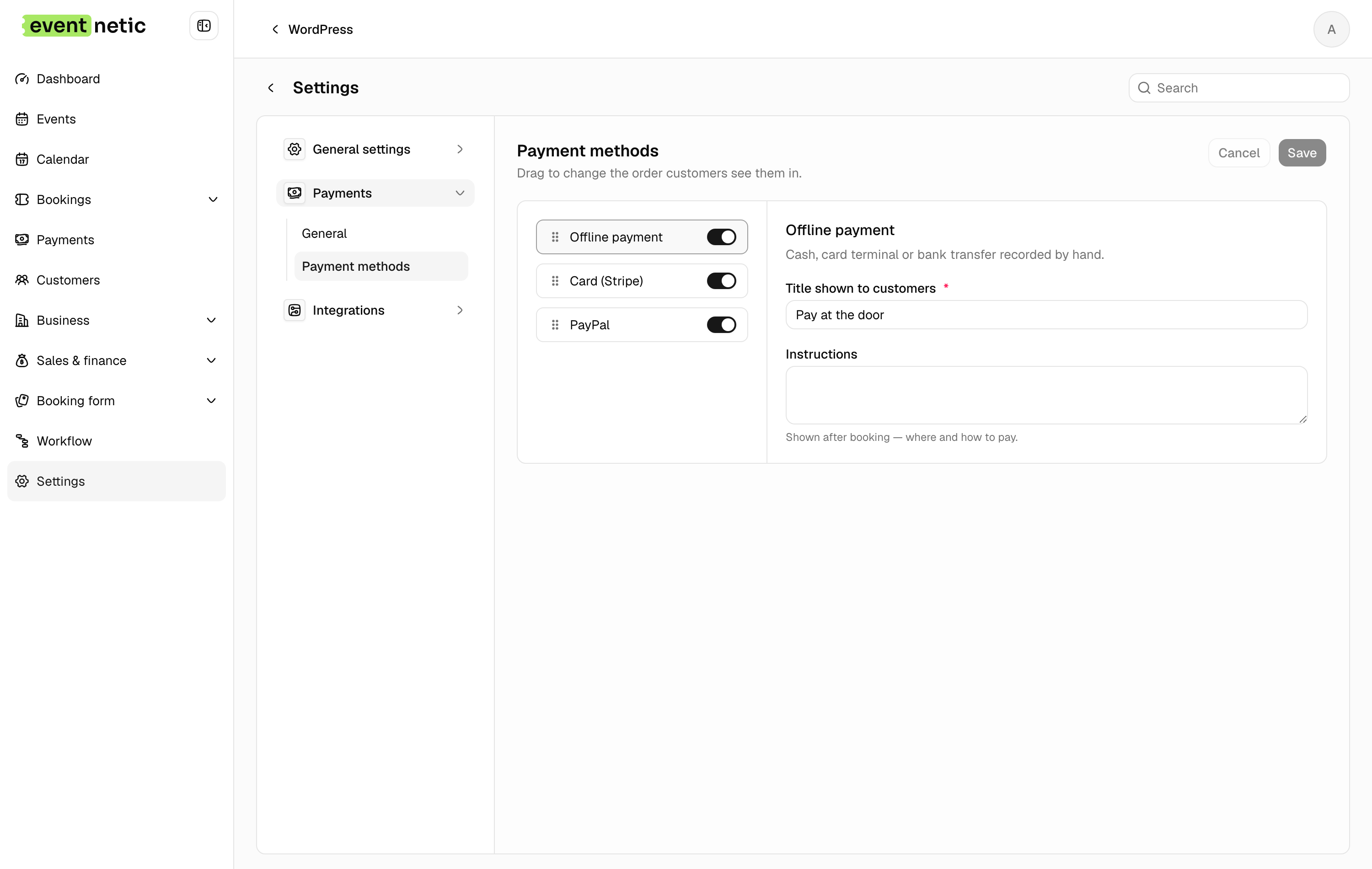 Payment methods