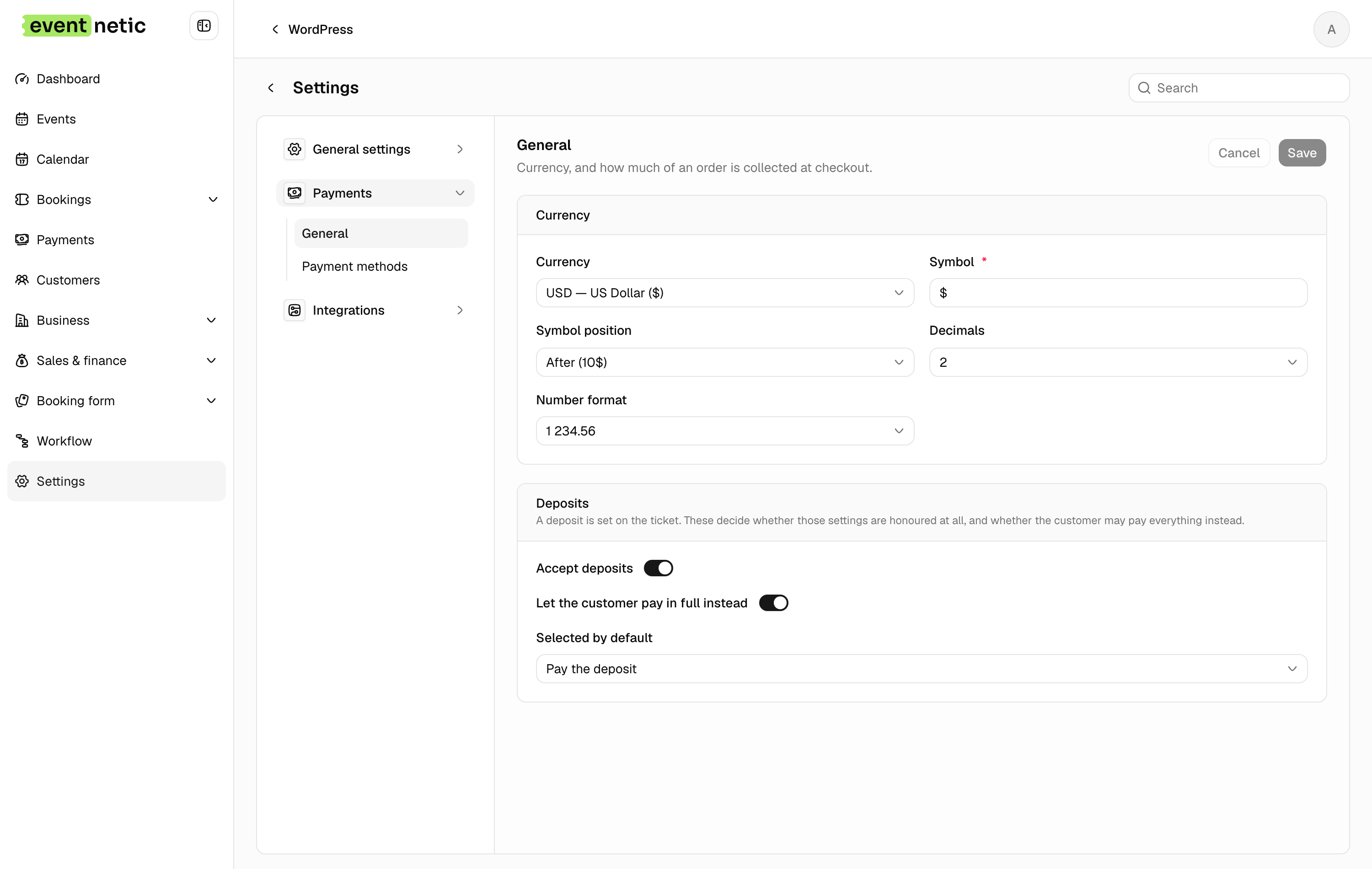 Payment general settings