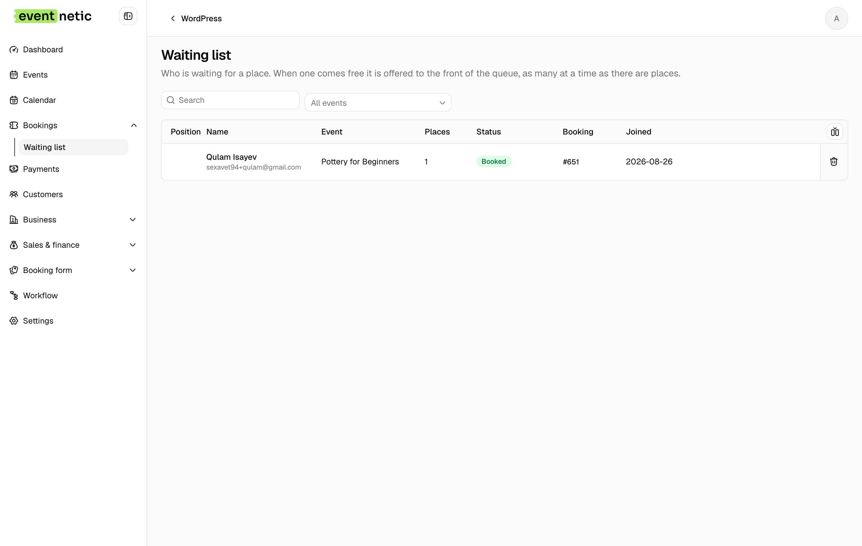 Queue when full in the Eventnetic admin